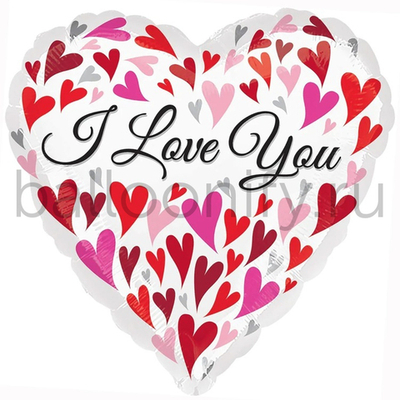 Фольгированная фигура, сердце, Водопад сердец P35,32"/81СМ