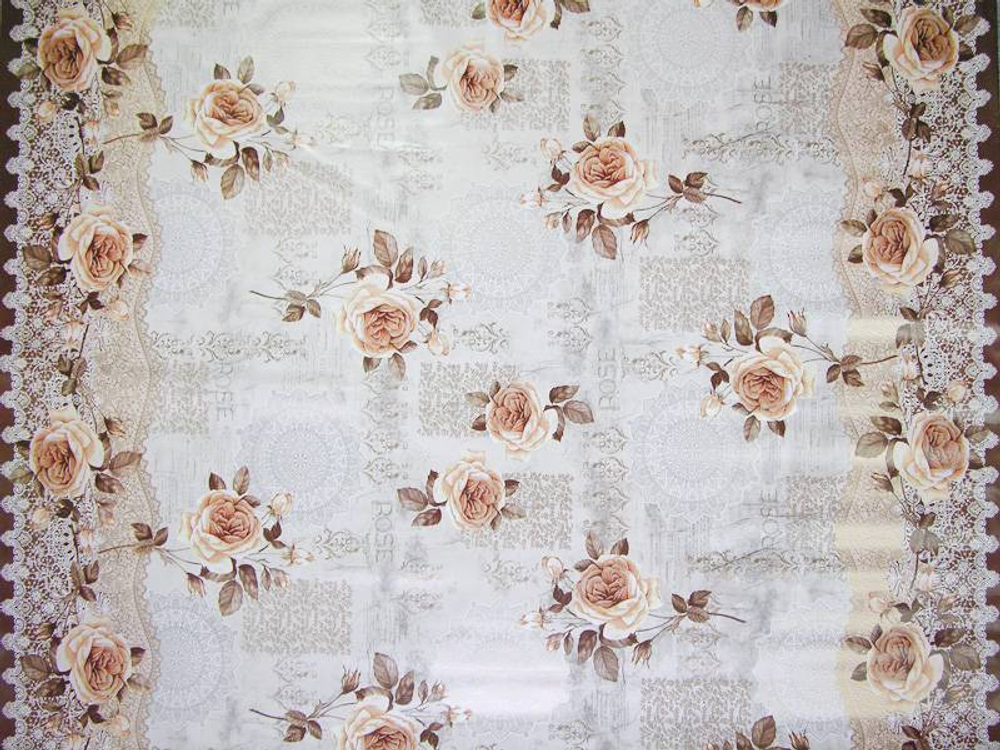 Клеенка столовая DEKORAMA 140см*20м "Роза на бежевом"