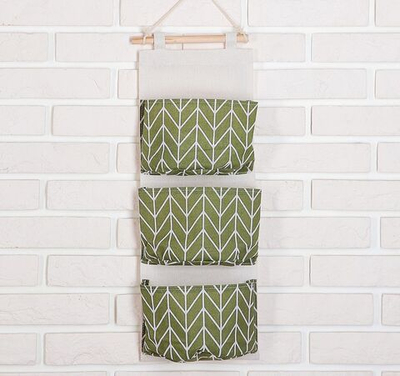 Зеленый подвесной органайзер с карманами «Зигзаг» (18,8х59,5 см)