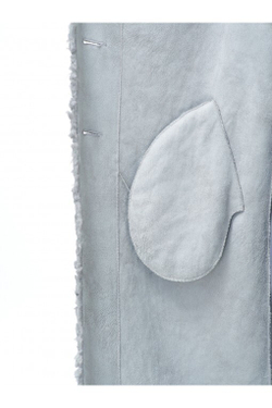 Пальто женское чебурашка из шерсти мериноса, голубая, SilverFox