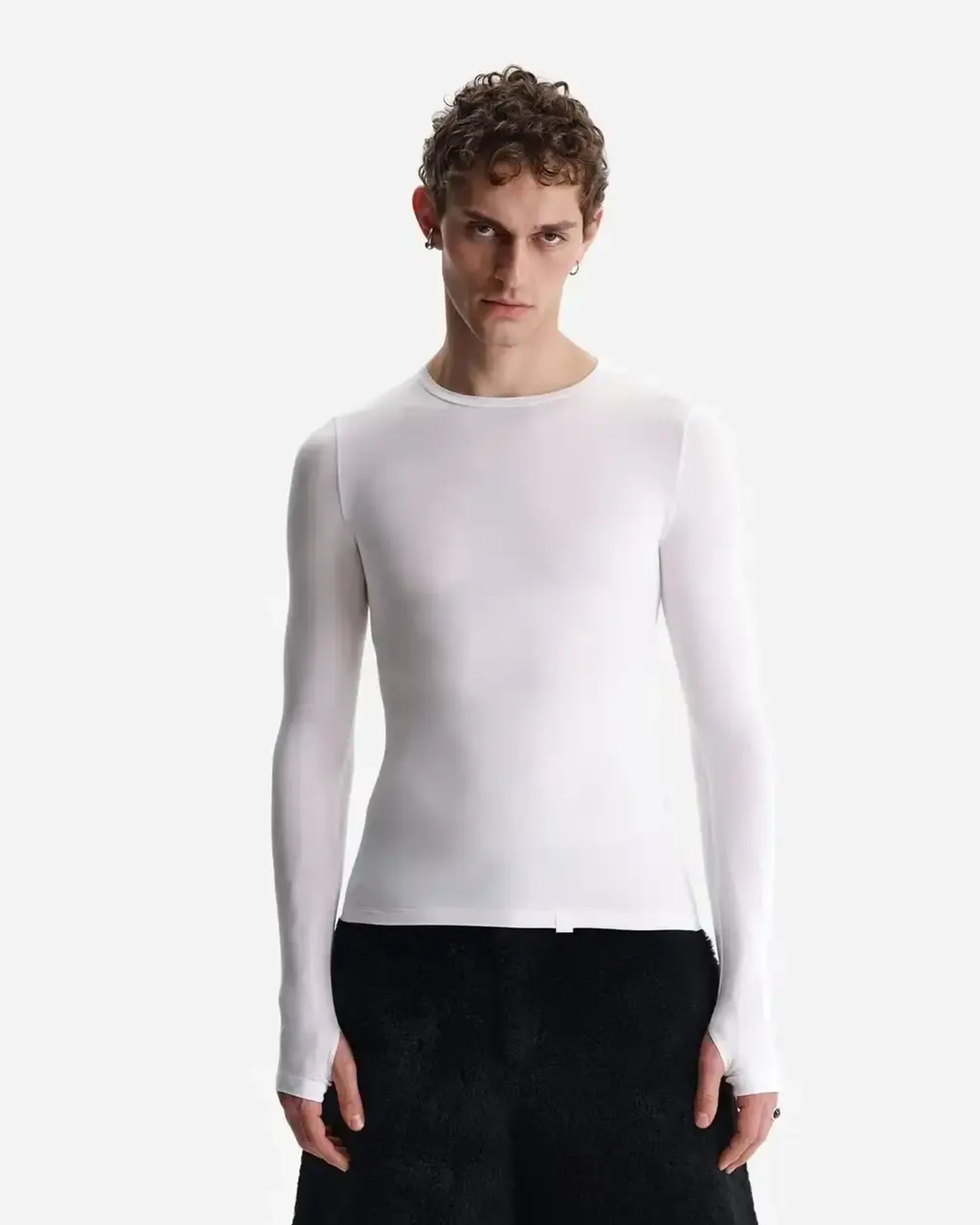 Лонгслив из тонкого трикотажа белый