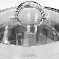 Кастрюля нерж, 9 л, с крыш, Daniks, Общепит, SD-6BP-9, индукц
