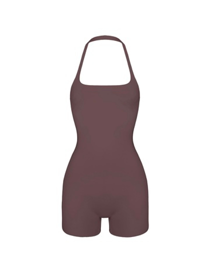 chocolate halter overall