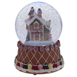 GAEM Фигурка декор в стекл шаре "Пряник" (подсв, муз, вьюга, AAAх3 н/п), D 9.5 см, L10,5 W10,5 H15 см