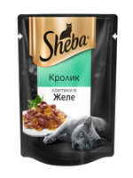Влажный корм Sheba Pleasure для взрослых кошек, кролик, ломтики в желе, 85 г