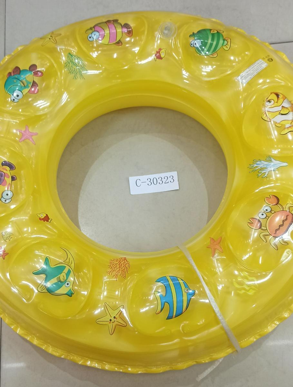 Надувной круг 60 см, выпуклый с рыбками, 4 цвета микс, с-30323