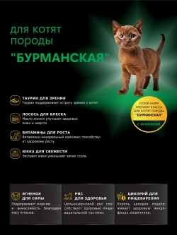 Корм для котят Бурманская, с ягненком, 2 кг