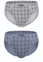 Комплект из двух трусов-слипов в клеточку (Размер: XXL) (Цвет: серый с синим)