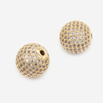Бусина с прозрачными фианитами, 13,5мм, позолота