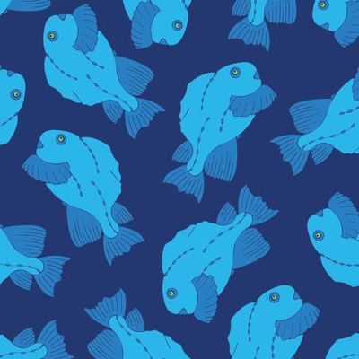 Большие голубые рыбы на темно-синем фоне