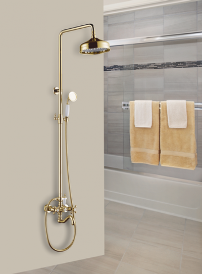 09063-E Двухвент душевой рейлинг ЗОЛОТО  "GANZER"  (4/1шт)