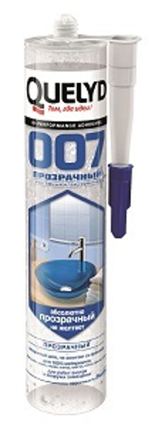 Клей-герметик QUELYD 007 Crystal Clear бесцвет.  300г * НОВИНКА