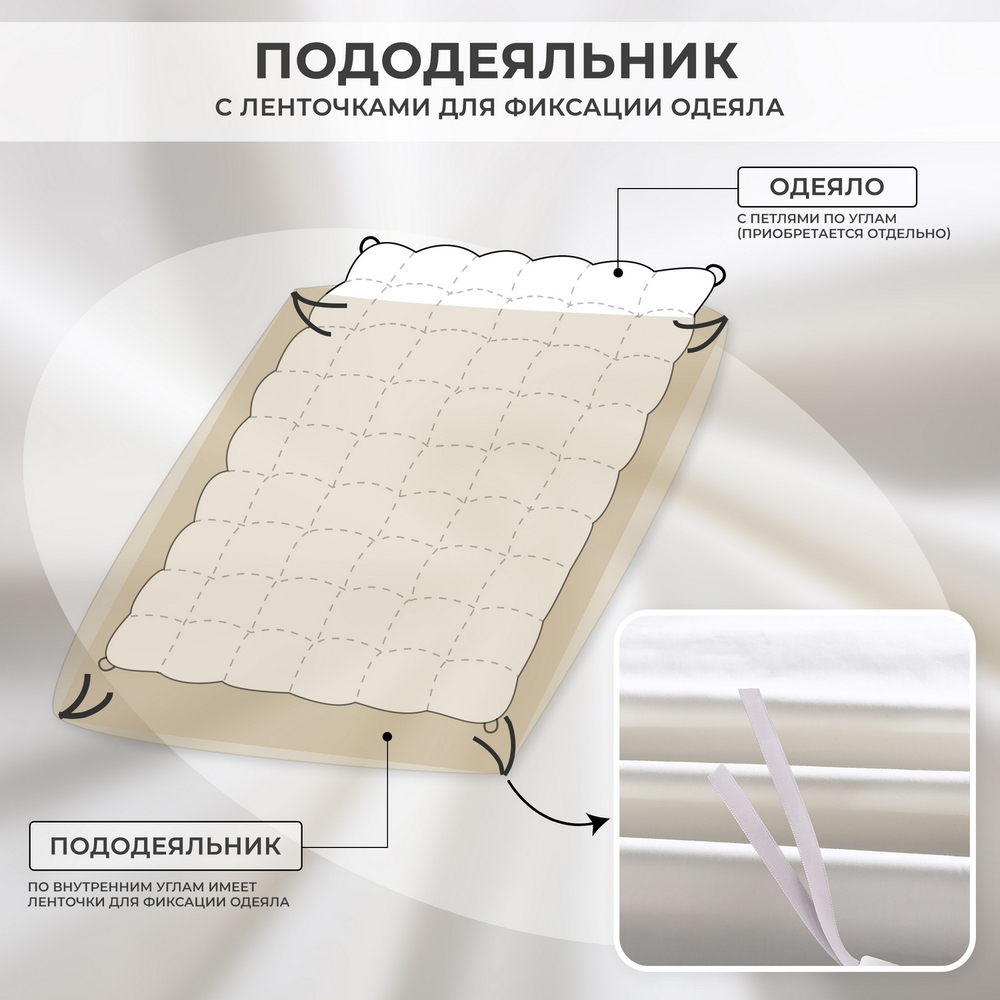 Комплект постельного белья Однотонный Сатин Премиум на резинке OCPR005