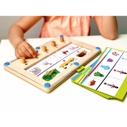 Beleduc - Образовательная игра LogiTurn Аналоговый деревянный планшет + 25 карточек заданий 21021