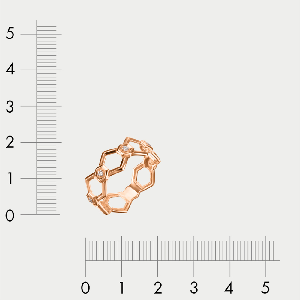 Кольцо женское из красного золота 585 пробы с фианитами (арт. 027321-1102)