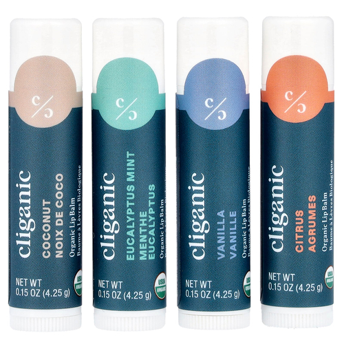 Cliganic, Набор органических бальзамов для губ, Sweet Bliss, 4 шт. В упаковке, по 4,25 г (0,15 унции)