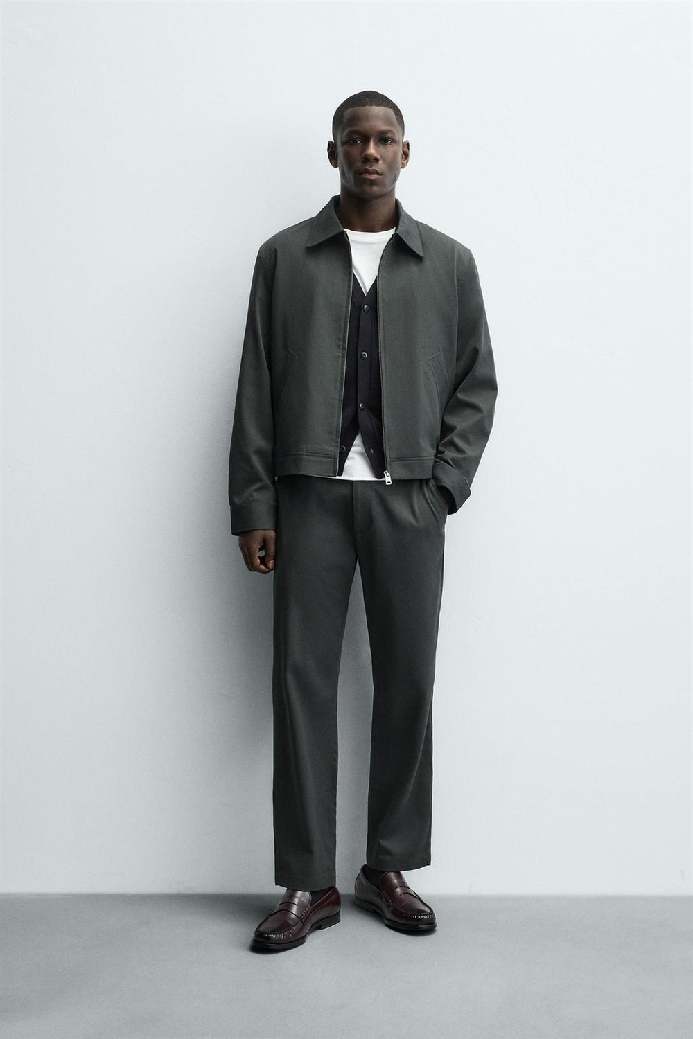 ZARA КУРТКА-РУБАШКА REGULAR FIT, ТЕМНЫЙ ХАКИ