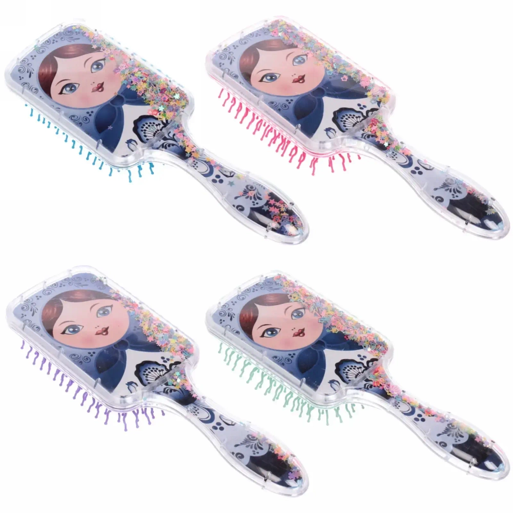 Расческа массажная детская «Russkaya krasa», Красавица, микс 4 цвета, на подвесе, 20*6см