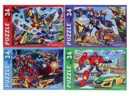 Пазлы 24 элементов 65*90мм. "Мир трансформеров"