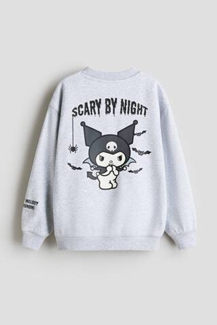 H&M Толстовка оверсайз с принтом, светло-серый