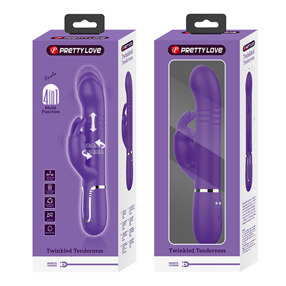 Фиолетовый вибратор-кролик 22,6см с ротацией бусин и возвратно-поступательными движениями Pretty Love Coale BW-500013-2