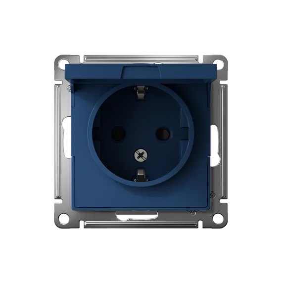 Розетка AtlasDesign 16А IP20 с заземл. защ. шторки с крышкой механизм аквамарин SE ATN001146