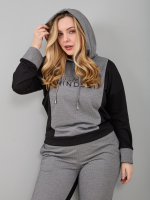 Костюм с брюками КБ-016П/черносерый-надпись