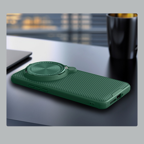 Чехол зеленого цвета (Dark Green) от Nillkin с металлической крышкой для камеры на Xiaomi 15 Ultra, серия CamShield Prop Case