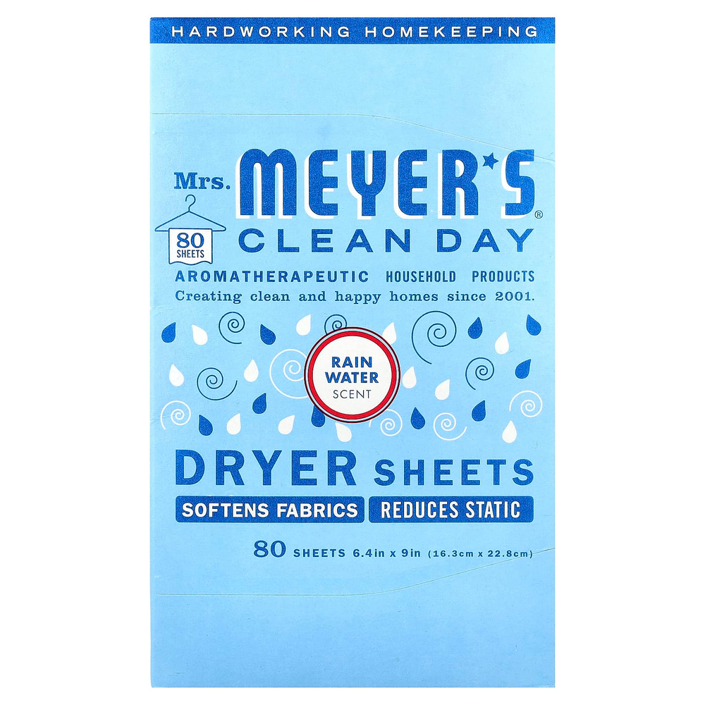Mrs. Meyers Clean Day, Простыни для сушки, дождевая вода`` 80 листов