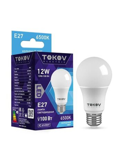 Лампа светодиодная 12Вт А60 6500К Е27 176-264В TOKOV ELECTRIC TKE-A60-E27-12-6.5K