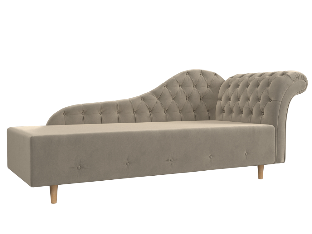 Кушетка Камерон правая, Бежевый, Микровельвет, 110098