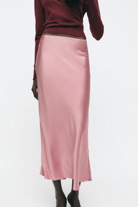 ZARA АТЛАСНАЯ ЮБКА МИДИ, МАРСАЛА