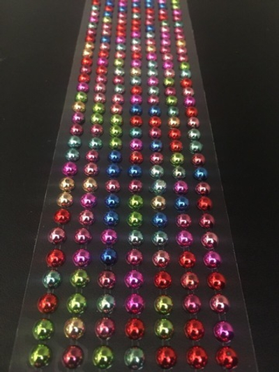 Стразы самоклеющиеся Разноцветные круглые металлик  d=5 мм 280 шт