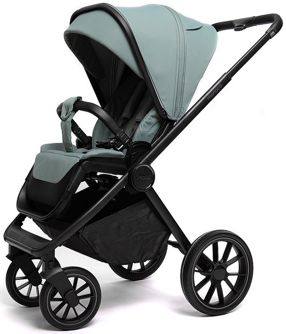 Детская коляска Peppy Monaco 2 в 1 Mint (мятный), рама черная