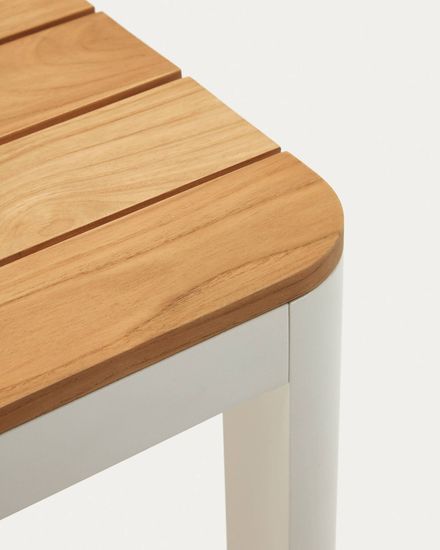 Bona Уличный стол из алюминия в белой отделке и тикового дерева 200 x 100 см Испания La Forma