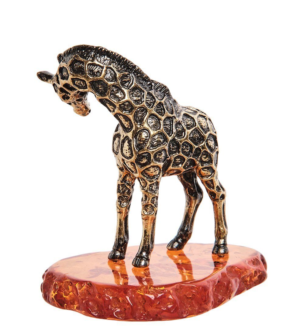 Народные промыслы AM-2722 Фигурка «Жираф Нубийский» (латунь, янтарь)