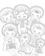 Nelco Neco Modern Girls and Cats. Coloring Book