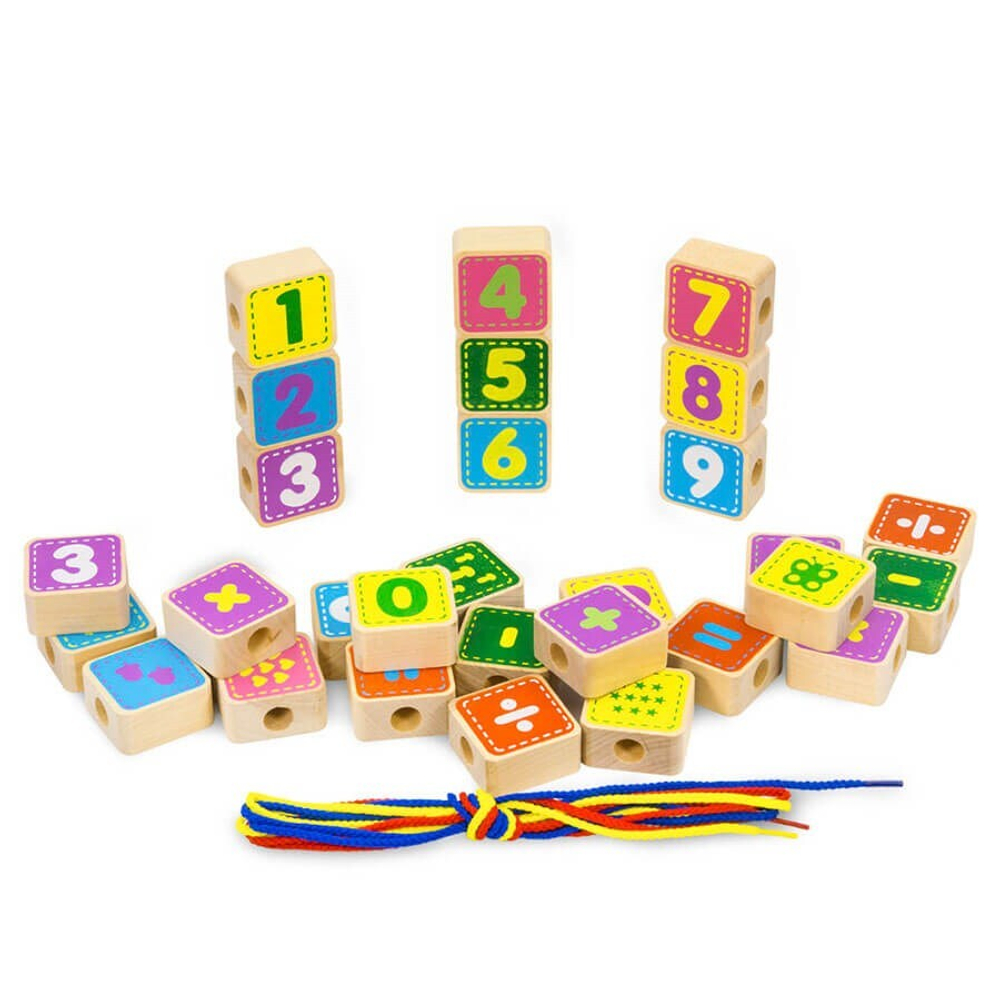 Деревянный конструктор "Шнуровка цифры", развивающая игрушка для детей, обучающая игра из дерева
