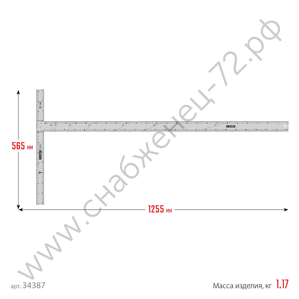 ЗУБР Т-угольник алюминиевый, Профессионал (34387)