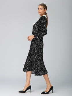 Платье миди с белым воротником в горох