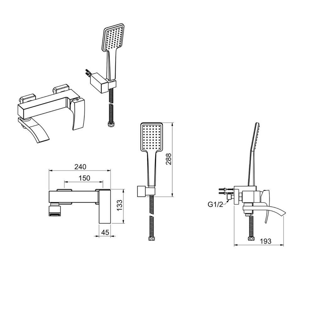 Смеситель для ванны 35к G3207 GAPPO ХРОМ