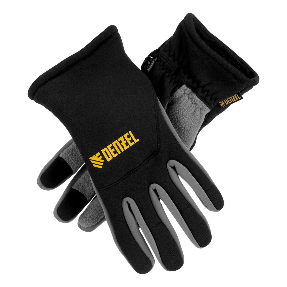 Перчатки универсальные, искусственный мех, работа с сенсорным экраном, размер 9 Denzel