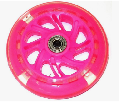 Колесо для детского самоката, 120мм, с подшипниками ABEC 7, переднее, светящееся, пластик, розовое (120)