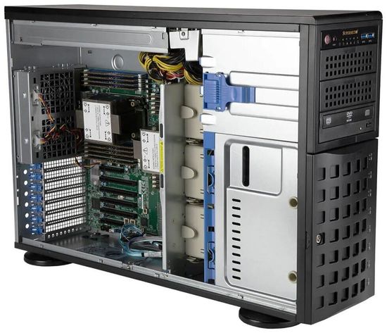 Сервер Supermicro SuperServer 740P-TRT без процессора/без ОЗУ/без накопителей/количество отсеков 3.5" hot swap: 8/2 x 1200 Вт/LAN 10 Гбит/c