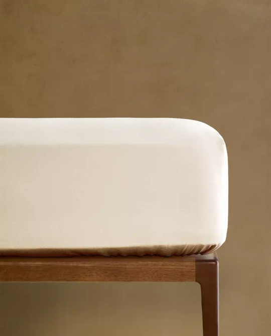 ZARA HOME (300 НИТЕЙ) НАТЯЖНАЯ ПРОСТЫНЯ ИЗ ХЛОПКА, ЭКРЮ