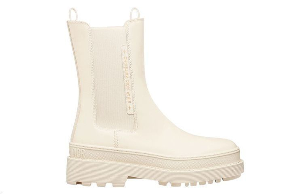DIOR Trial Cow Leather Chelsea Boots Women"s White