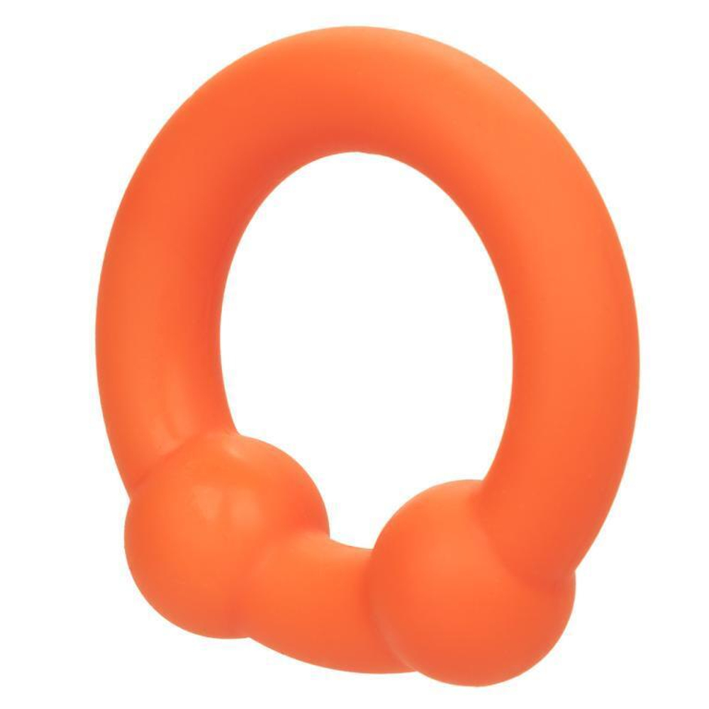 Оранжевое эрекционное кольцо Liquid Silicone Dual Ball Ring (Цвет: оранжевый)