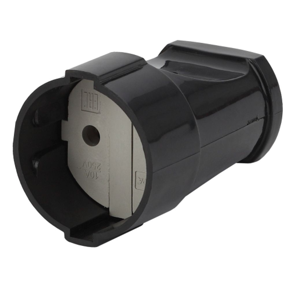 Розетка ЭРА Rx1-B кабельная без заземления прямая 10A черная | Штепсельные вилки и розетки