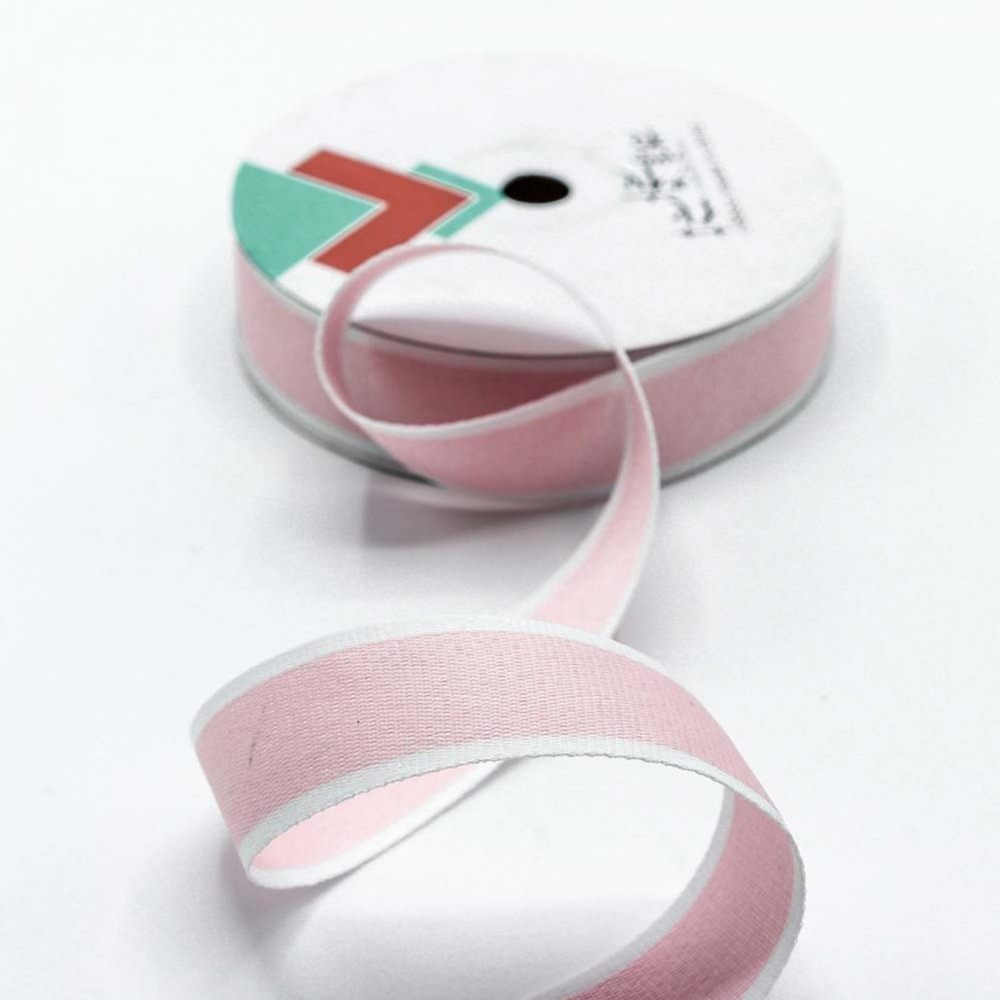 Лента Полиэстер 2,5см х 28м с каймой (Розовый)