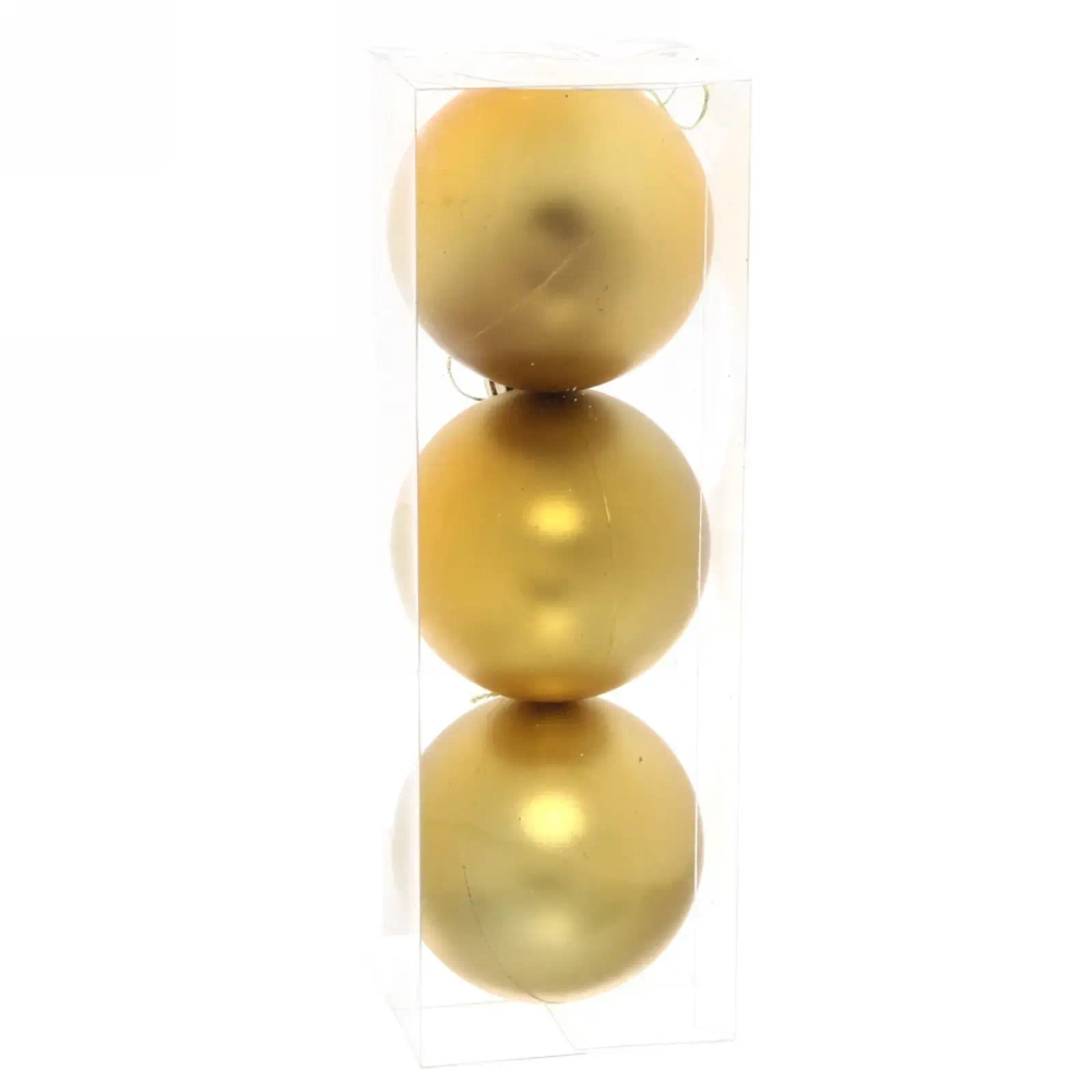 Новогодние шары 8 см (набор 3 шт) «Матовый», золотой